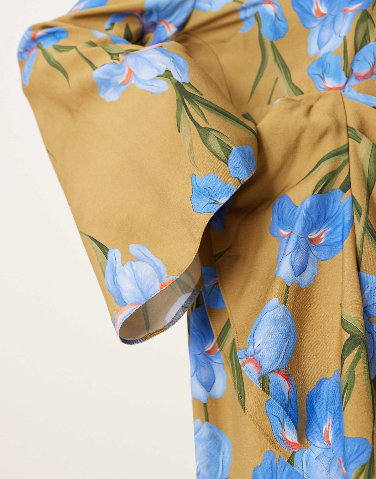 ASOS DESIGN Curve long sleeve maxi dress with ruffle skirt in oversized green floral print