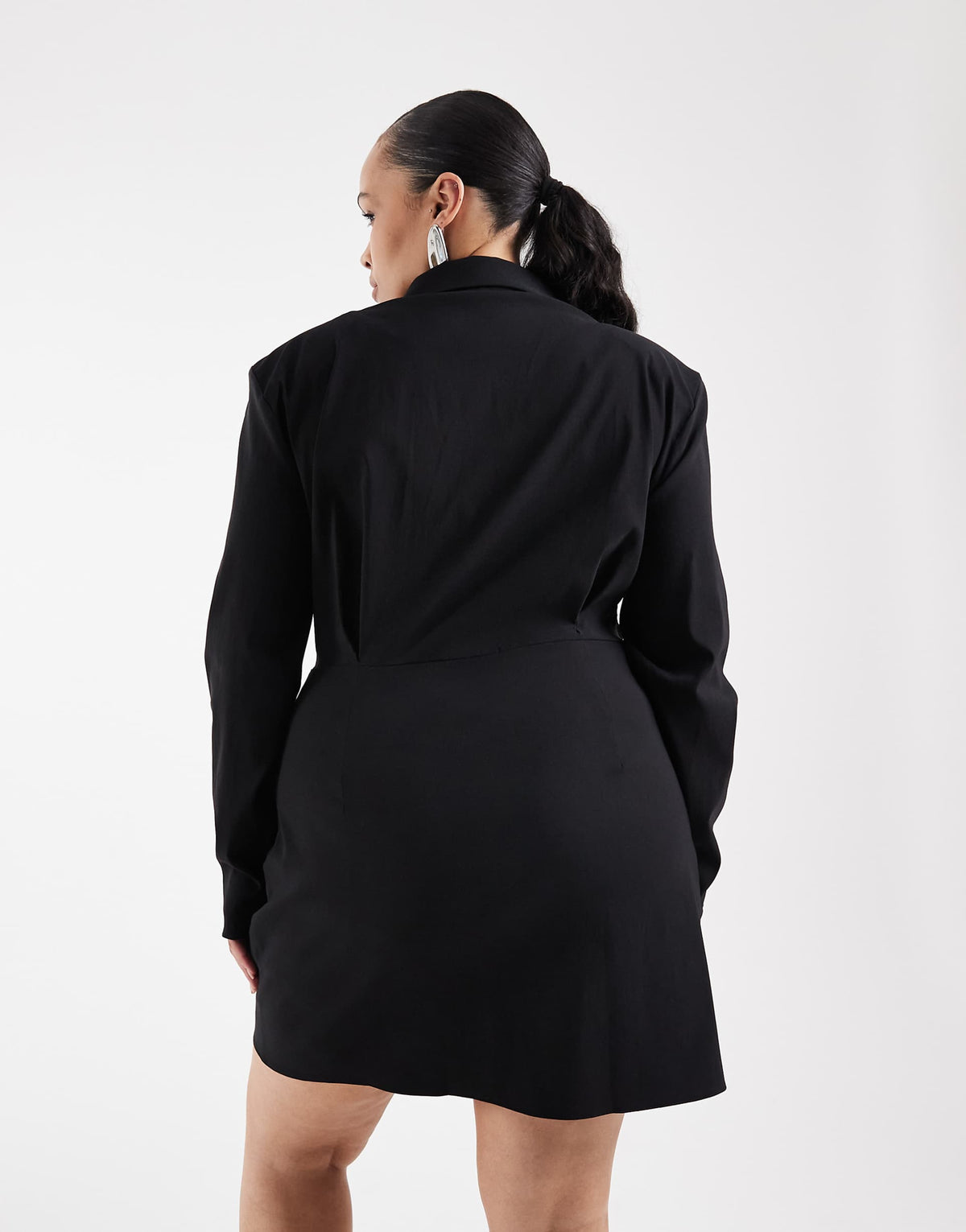 ASOS DESIGN Curve cinched blazer mini dress in black