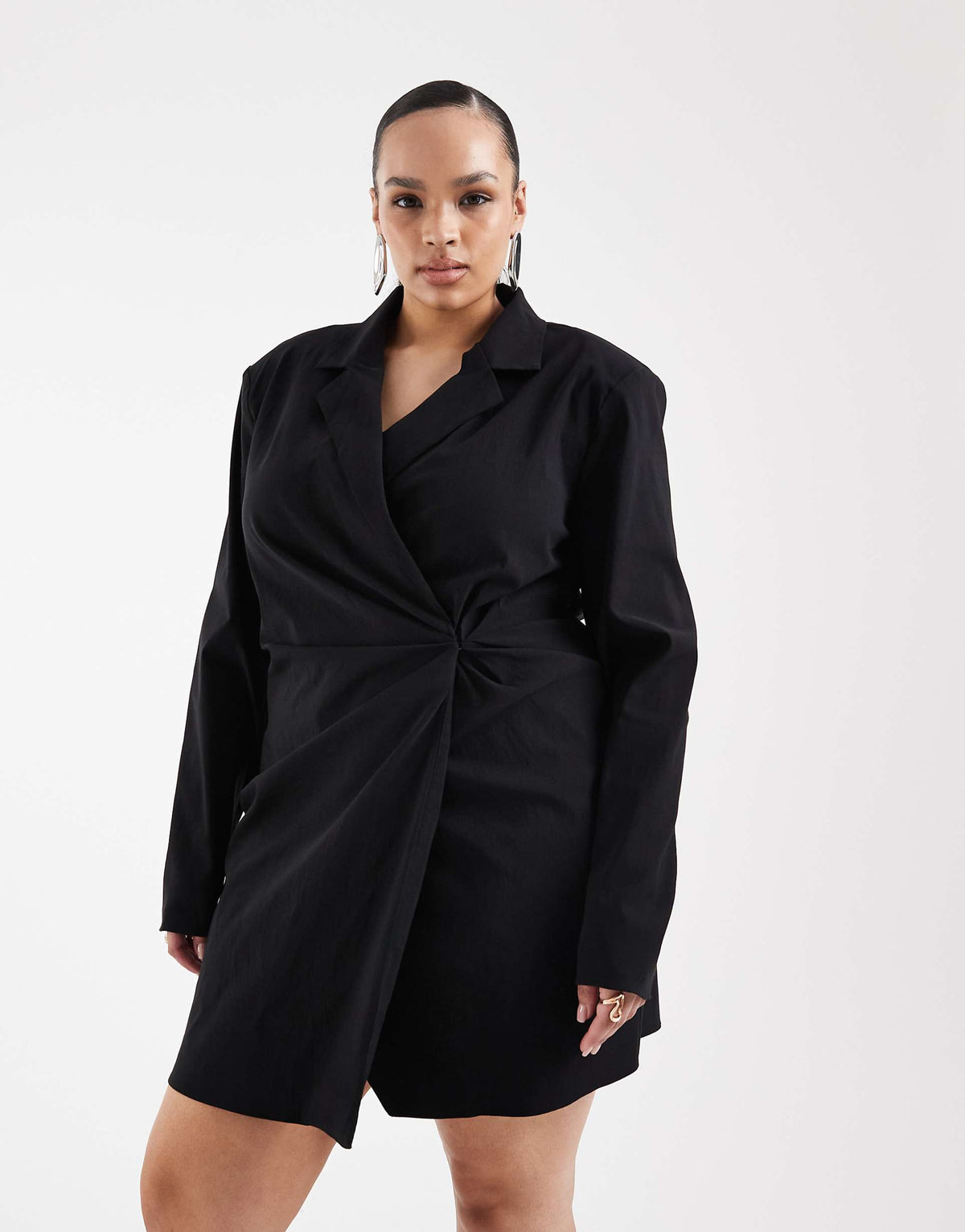 ASOS DESIGN Curve cinched blazer mini dress in black