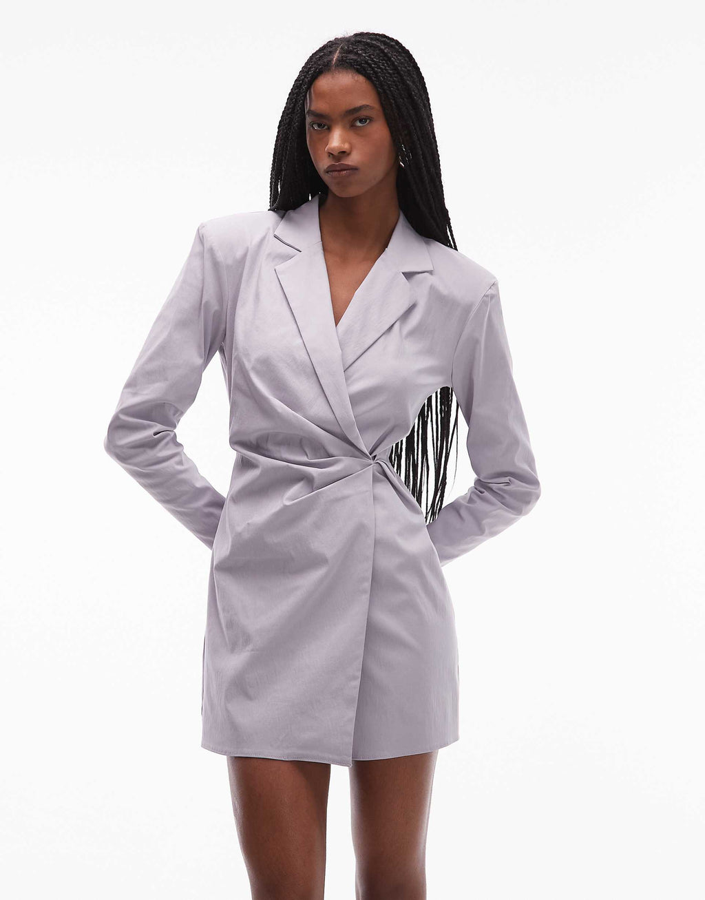 ASOS DESIGN cinched blazer mini dress in gray
