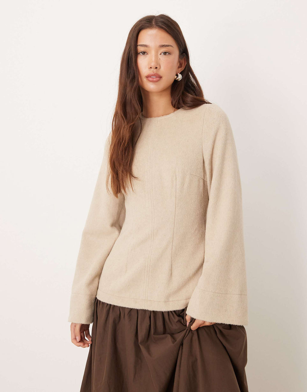 ASOS DESIGN hybrid dropped waist maxi dress in stone