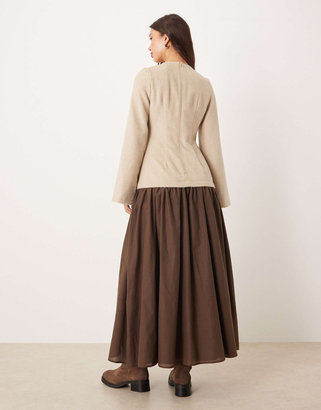 ASOS DESIGN hybrid dropped waist maxi dress in stone