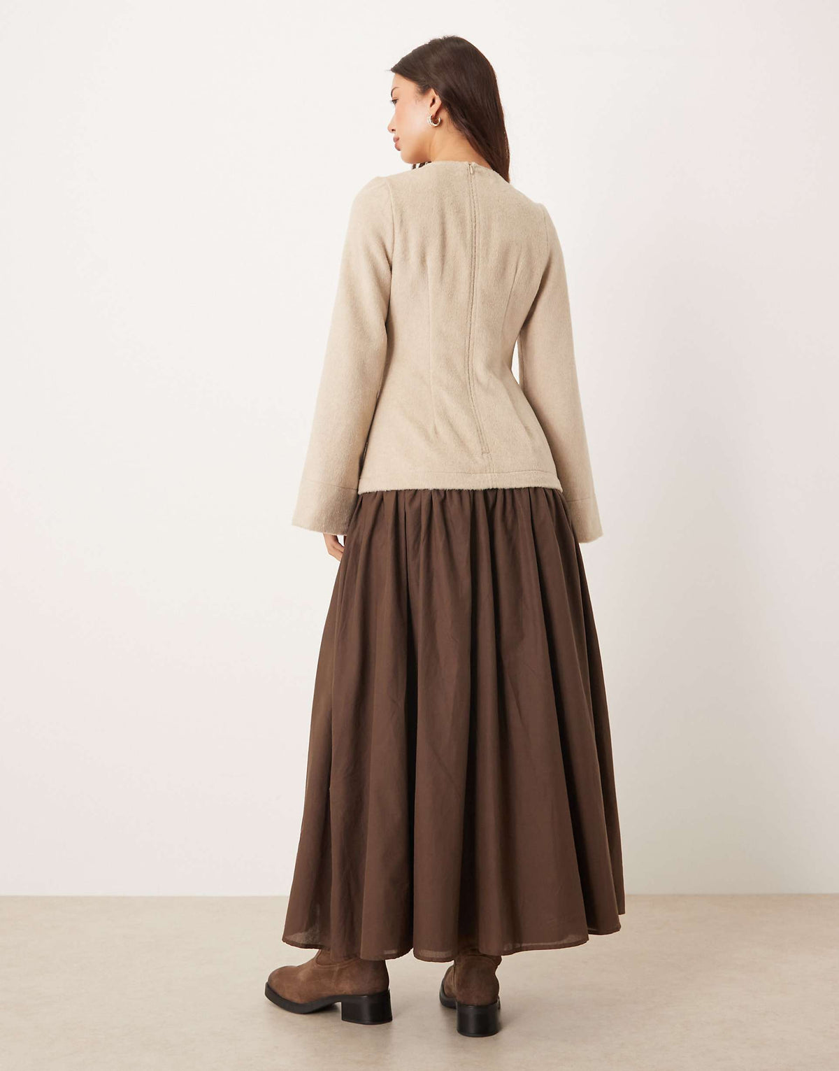 ASOS DESIGN hybrid dropped waist maxi dress in stone