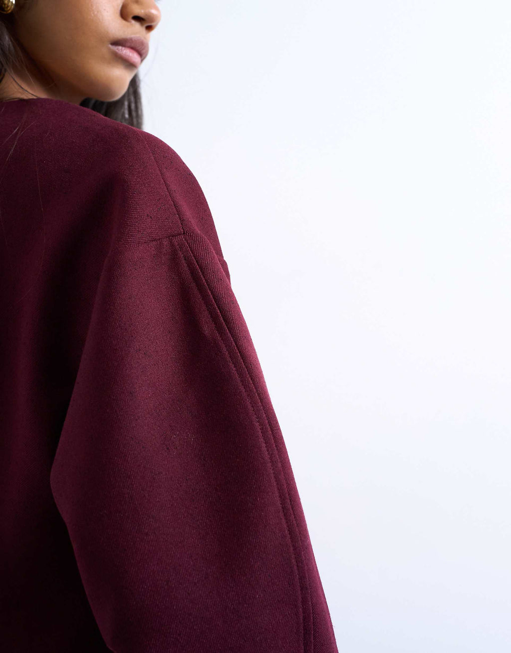 Topshop cocoon structured mini dress in woven port royale