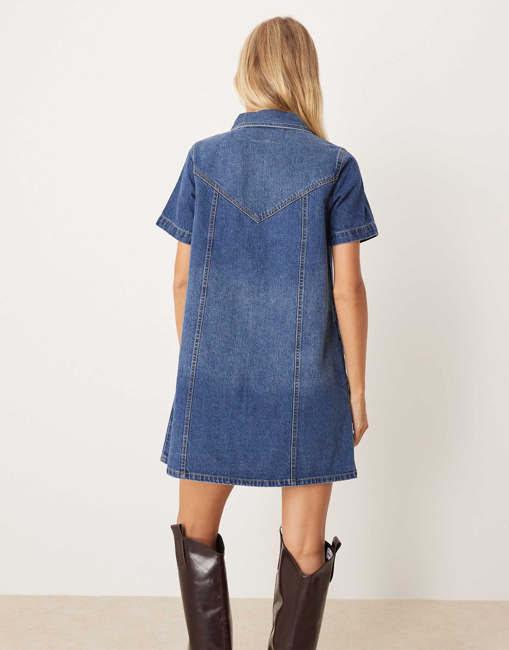 JJXX denim shirt dress in mid blue