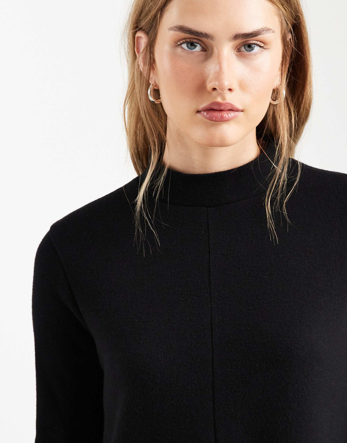 ASOS DESIGN super soft high neck trapeze mini dress in black