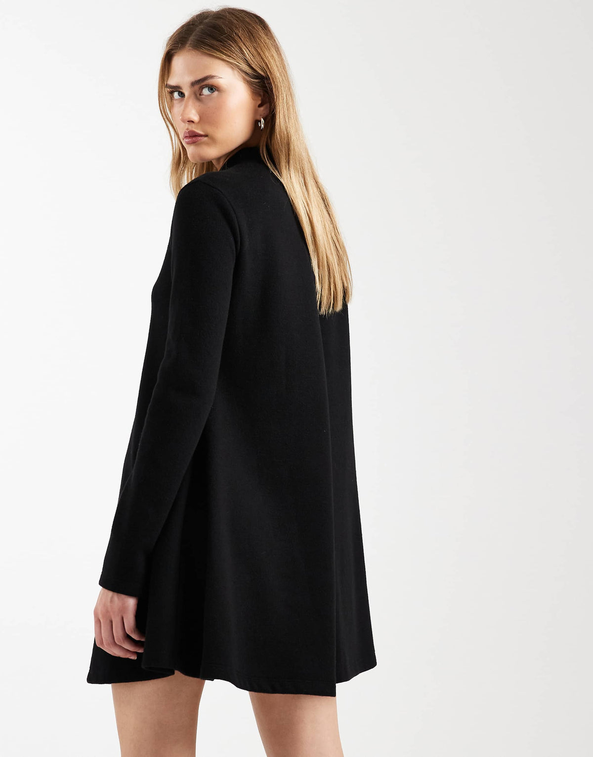 ASOS DESIGN super soft high neck trapeze mini dress in black