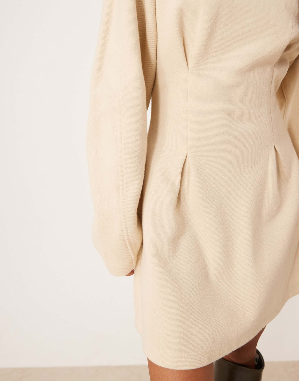 ASOS DESIGN supersoft cinched waist mini dress in beige