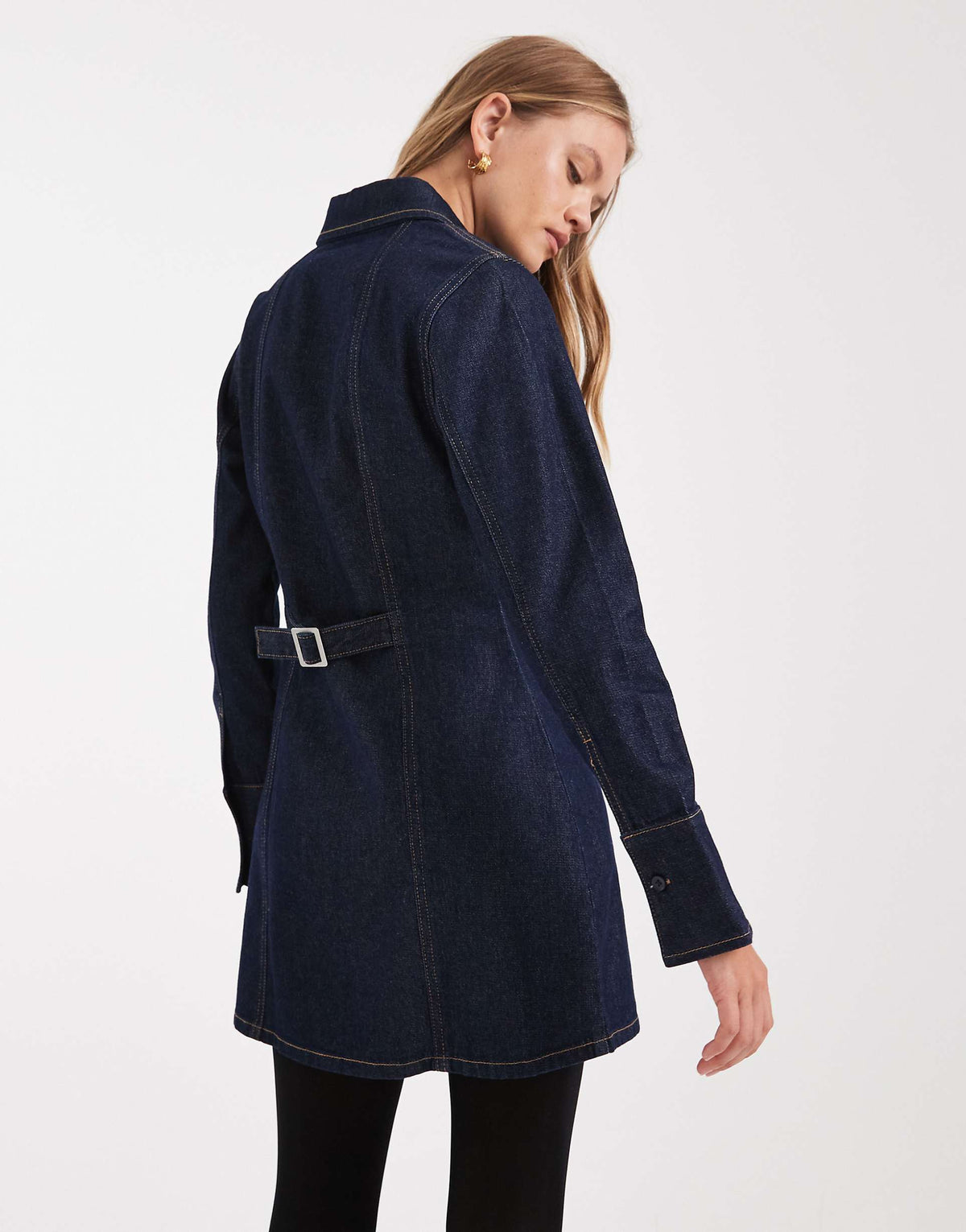 ASOS DESIGN denim shirt dress with cinch back detail in rinse