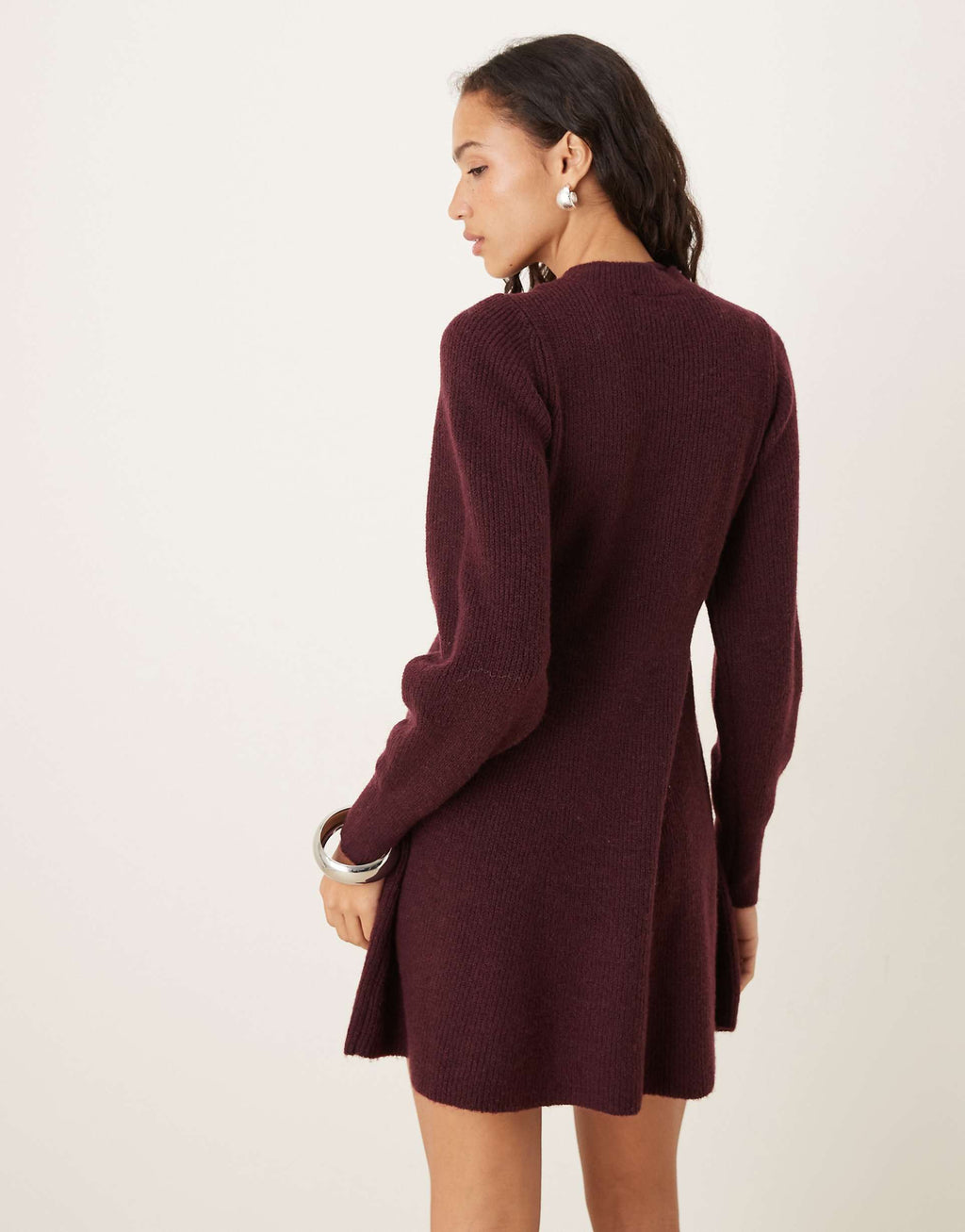 AWARE knit fit and flare mini dress in burgundy