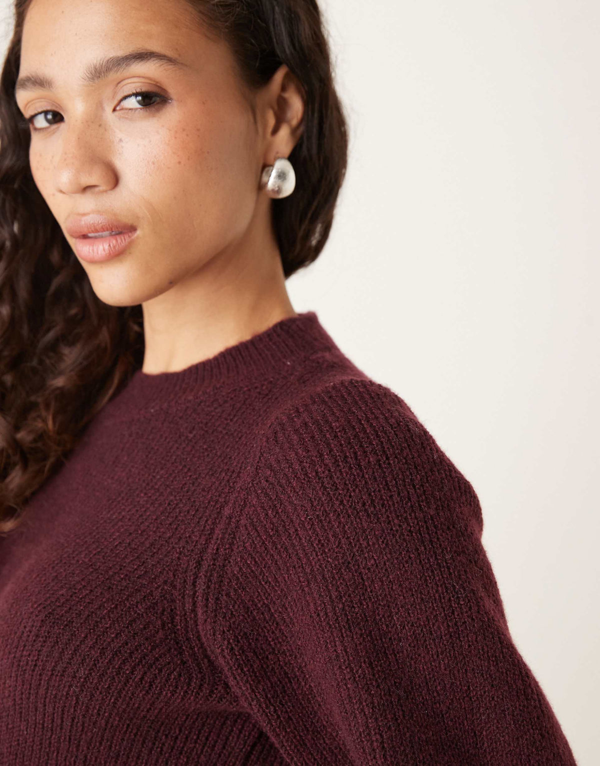 AWARE knit fit and flare mini dress in burgundy