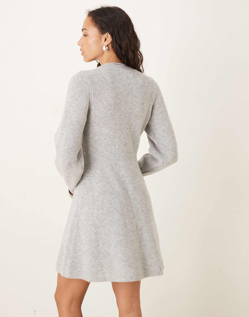 AWARE knit fit and flare mini dress in gray heather