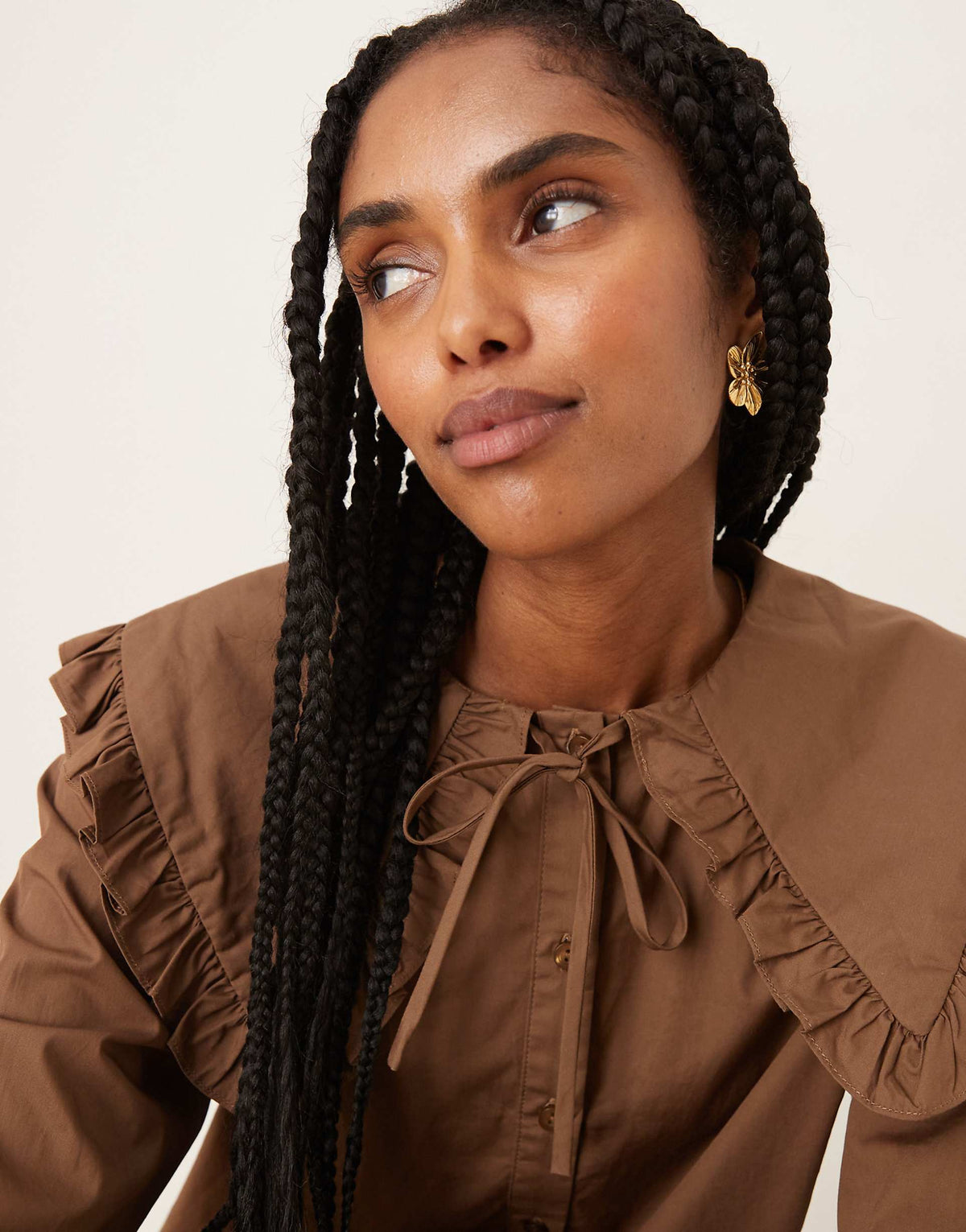 Glamorous button up smock mini dress in brown