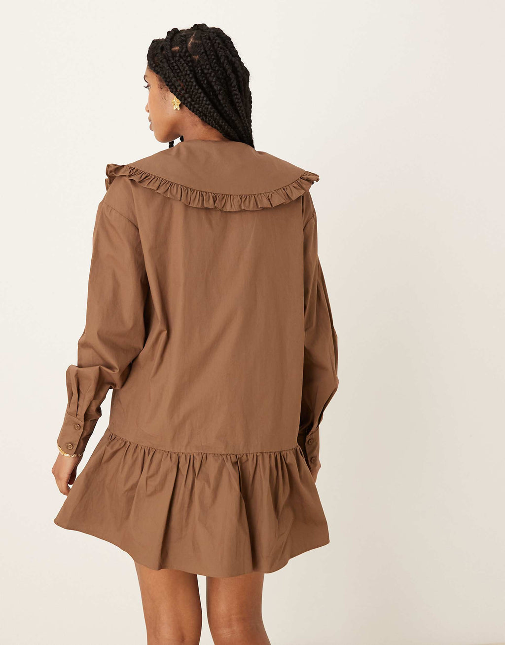 Glamorous button up smock mini dress in brown