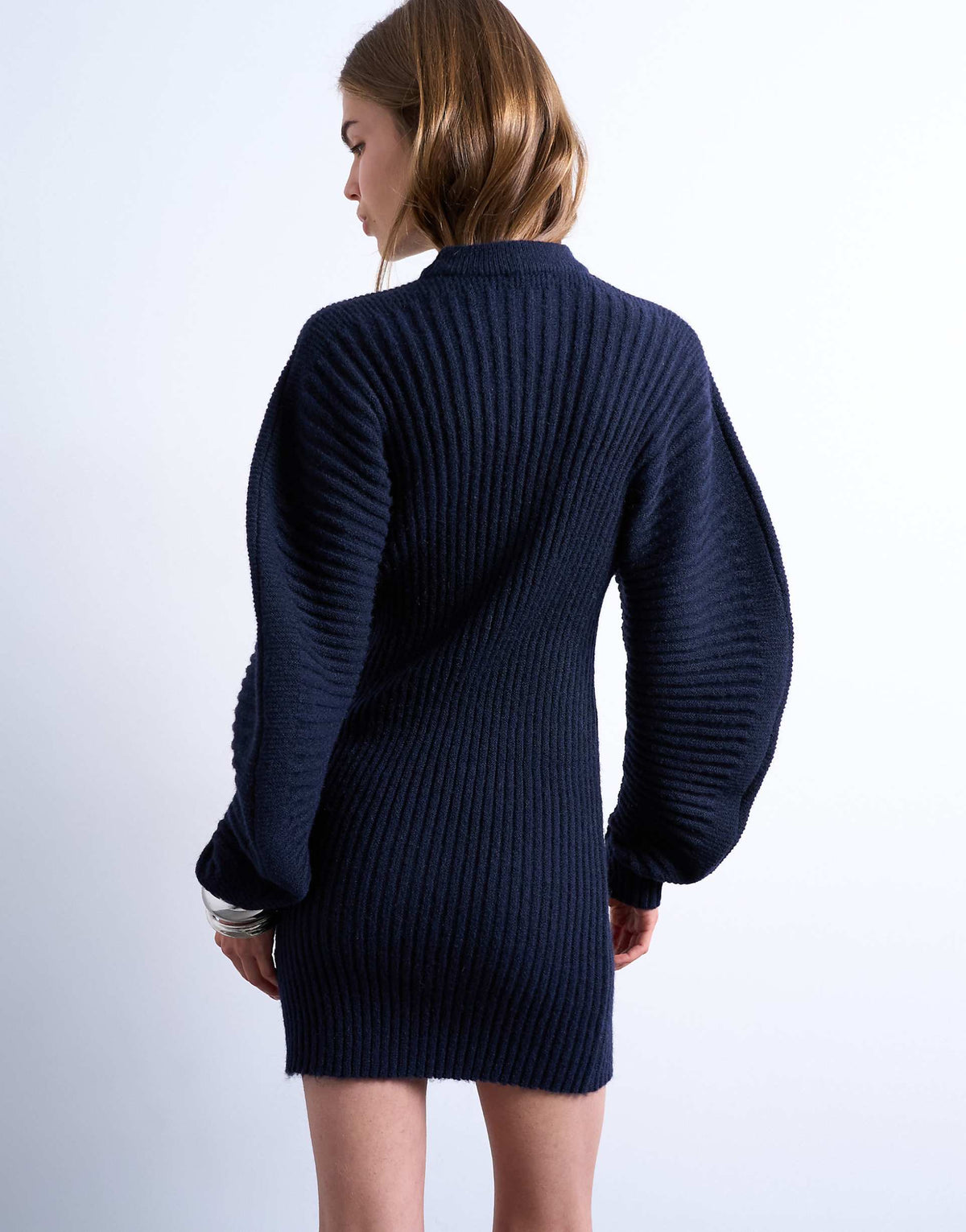 Topshop rib knit cocoon dress in navy