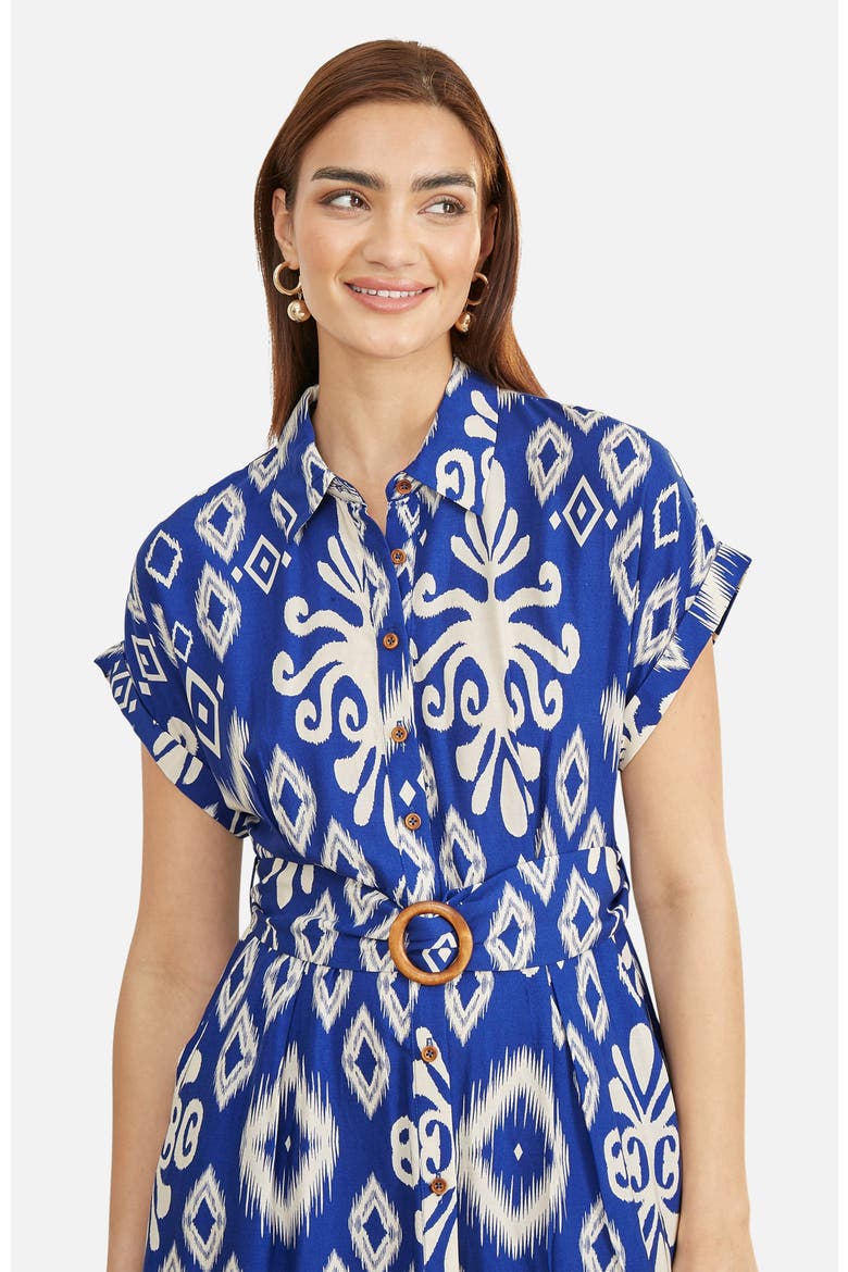 Geo Print Relaxed Midi Shirt Dress