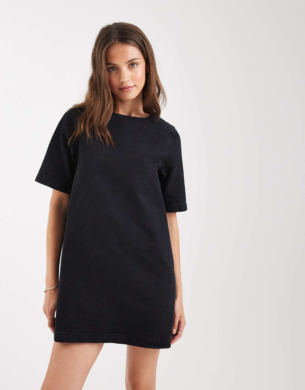 ASOS DESIGN denim t-shirt mini dress in washed black