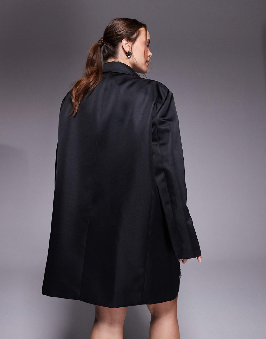 ASOS LUXE Curve oversized blazer dress with beaded fringe in black