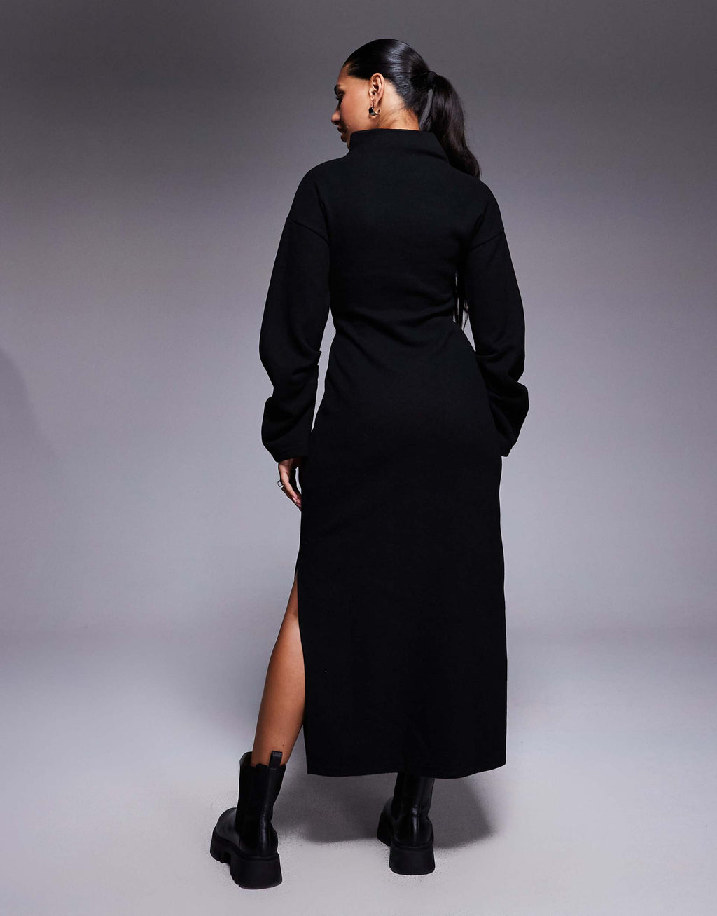 ASOS DESIGN super soft grown-on neck maxi with hardware detail in black