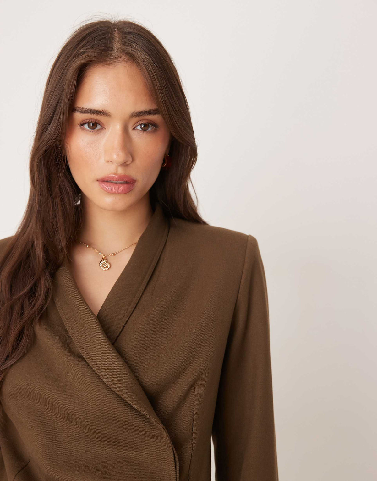 Pretty Lavish tailored blazer mini dress in brown
