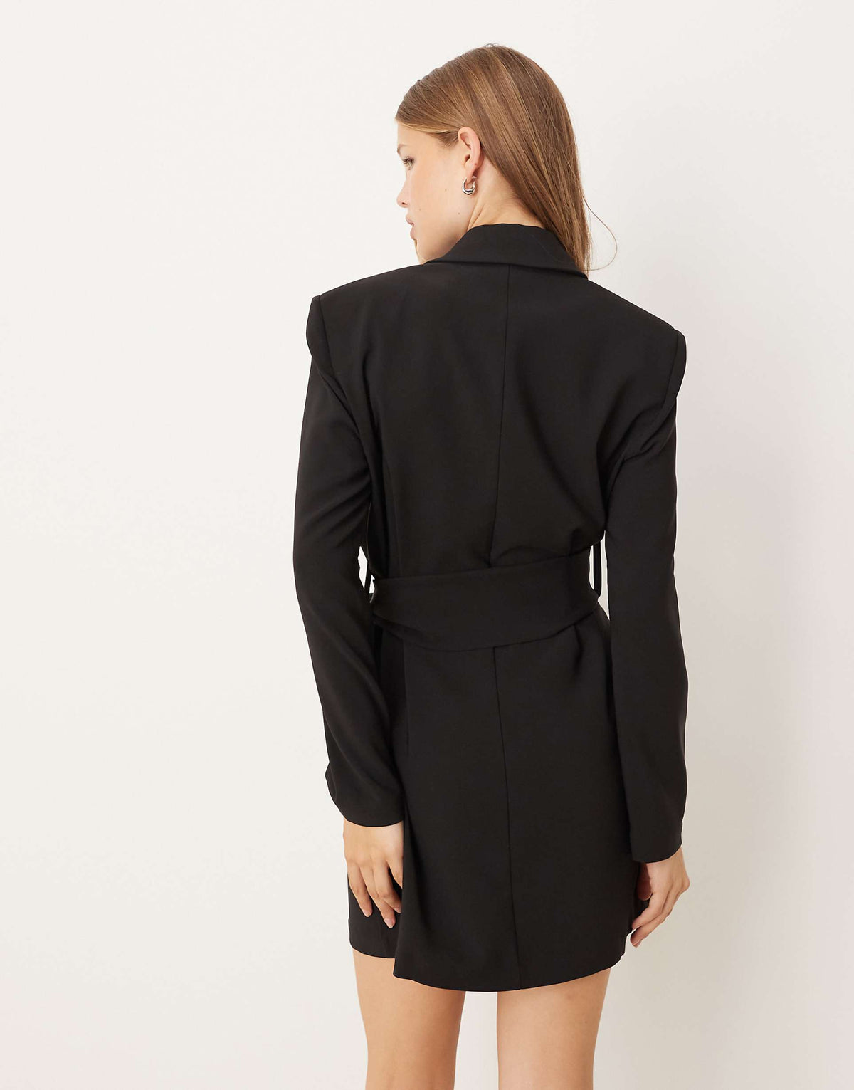 Pretty Lavish tie waist blazer mini dress in black