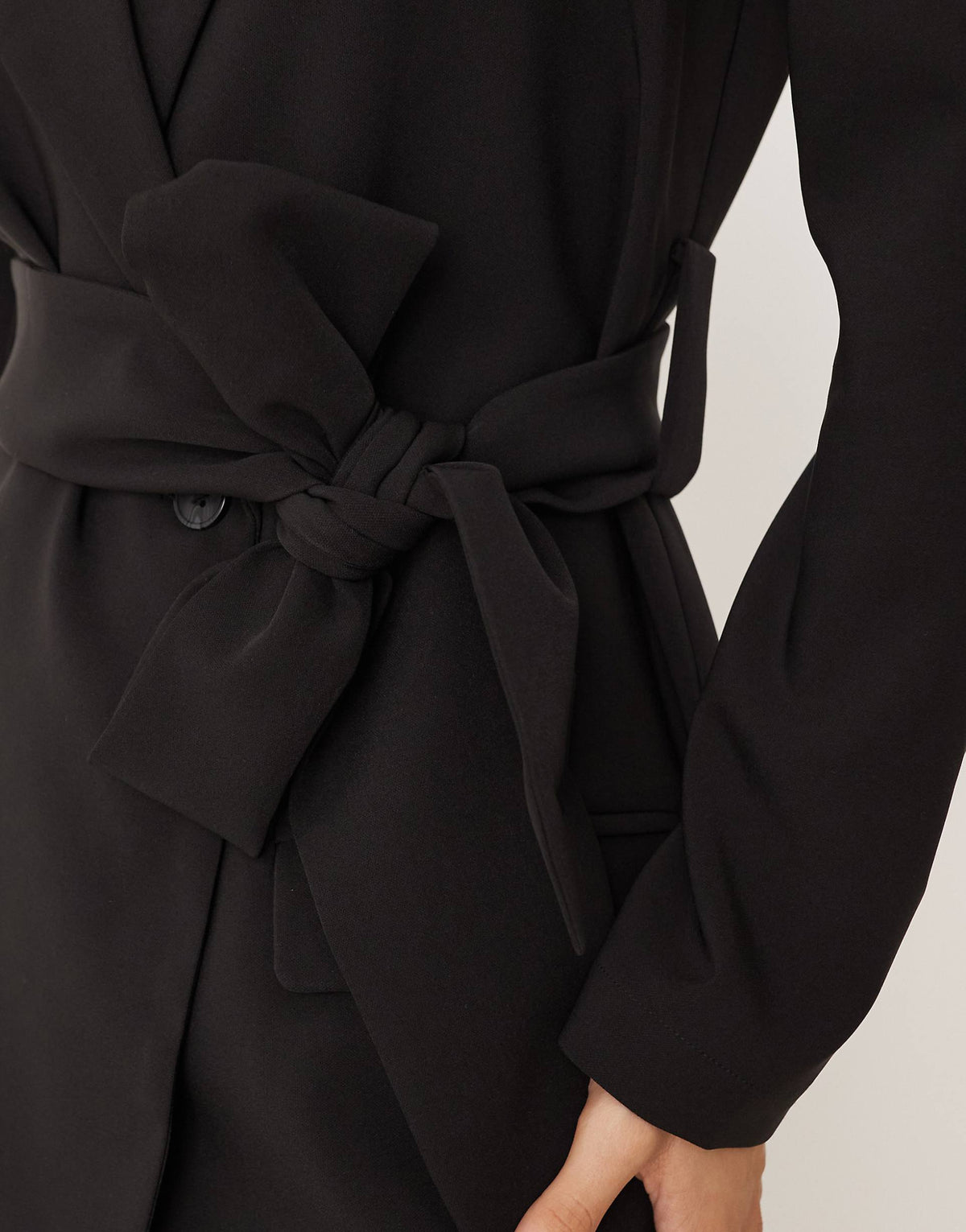 Pretty Lavish tie waist blazer mini dress in black