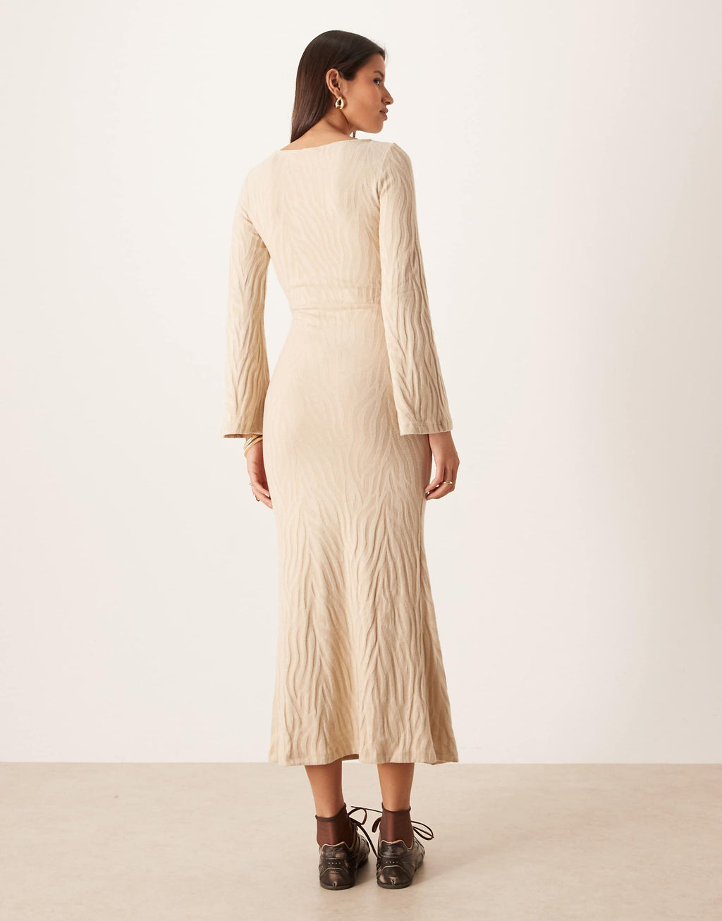 VILA knit maxi dress in neutral zebra print