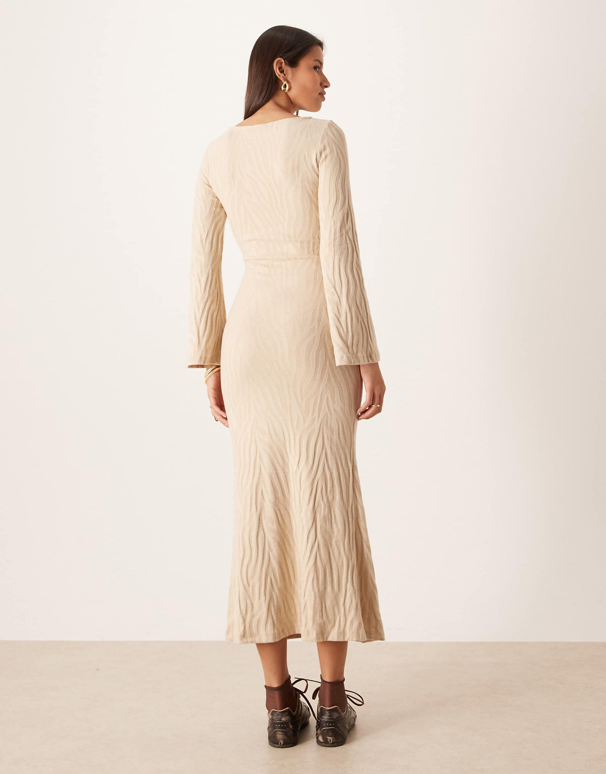 VILA knit maxi dress in neutral zebra print