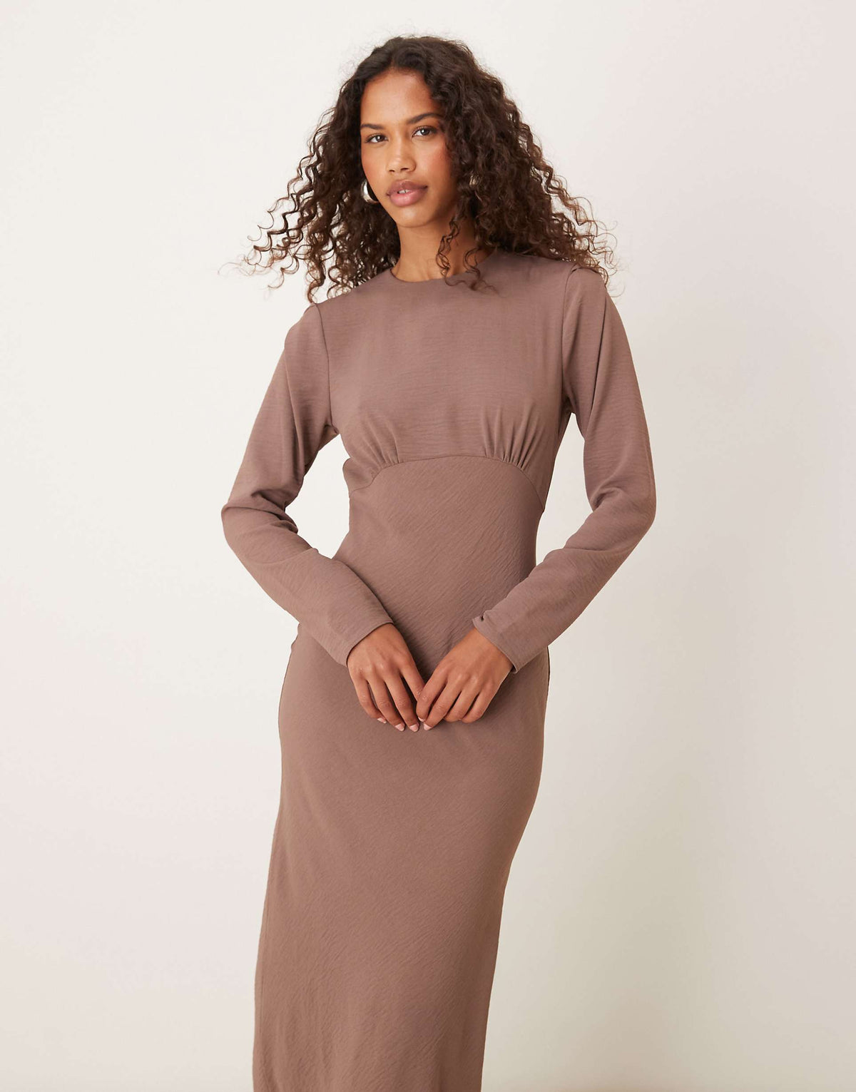 ASOS DESIGN bias bust detail maxi dress in deep taupe