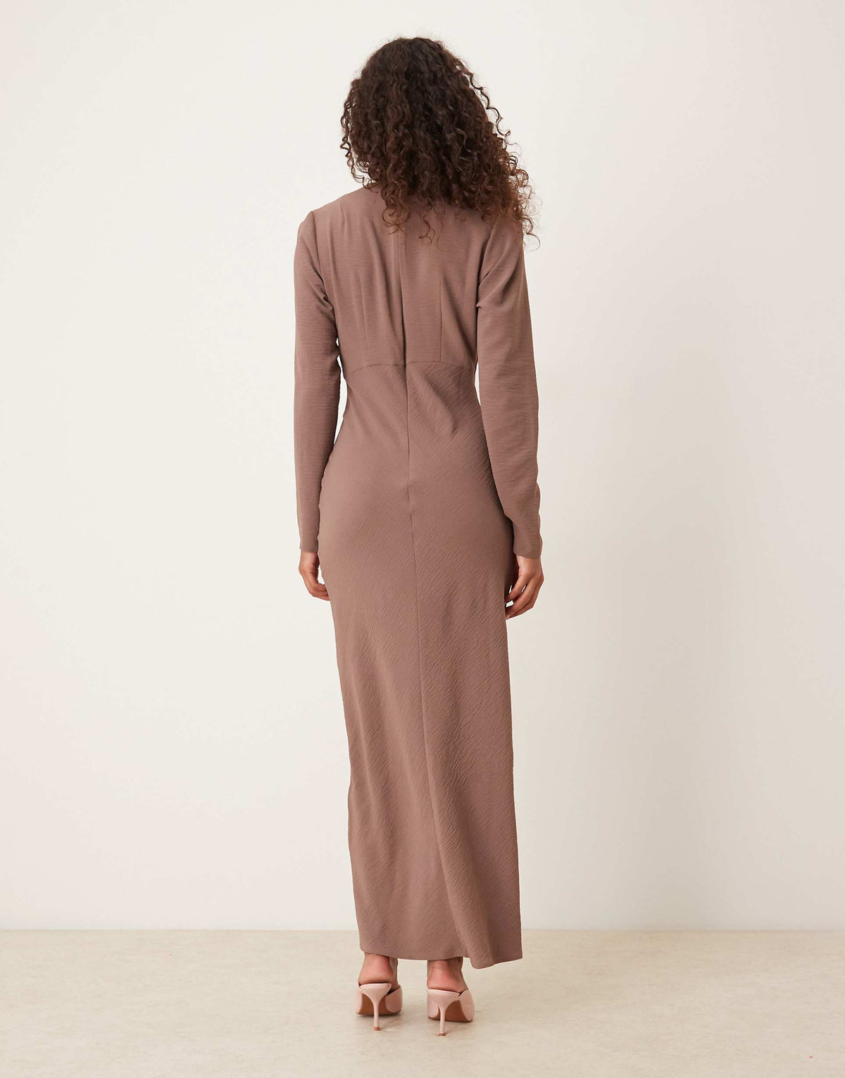ASOS DESIGN bias bust detail maxi dress in deep taupe