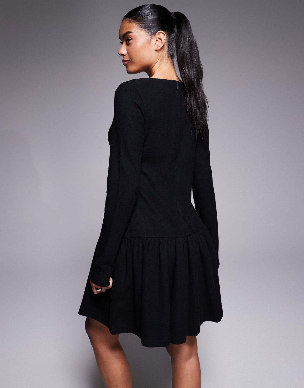 ASOS DESIGN supersoft corset dropped waist detail mini dress in black
