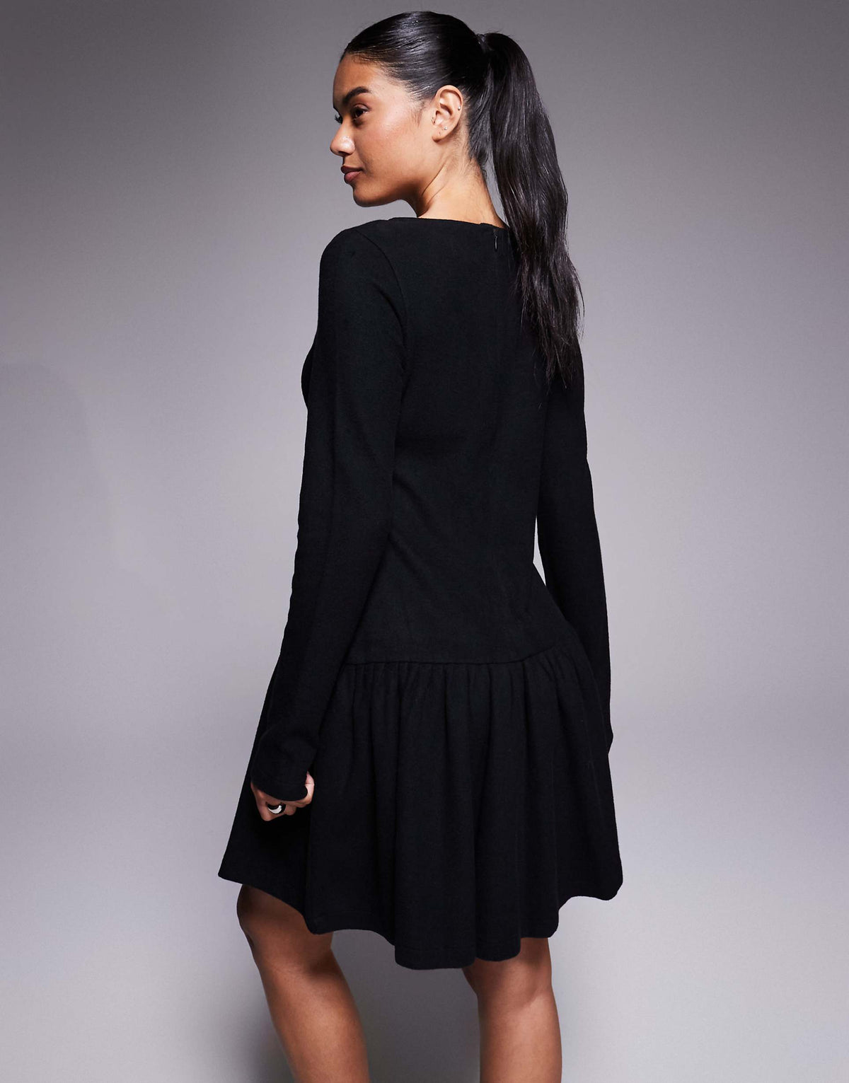 ASOS DESIGN supersoft corset dropped waist detail mini dress in black
