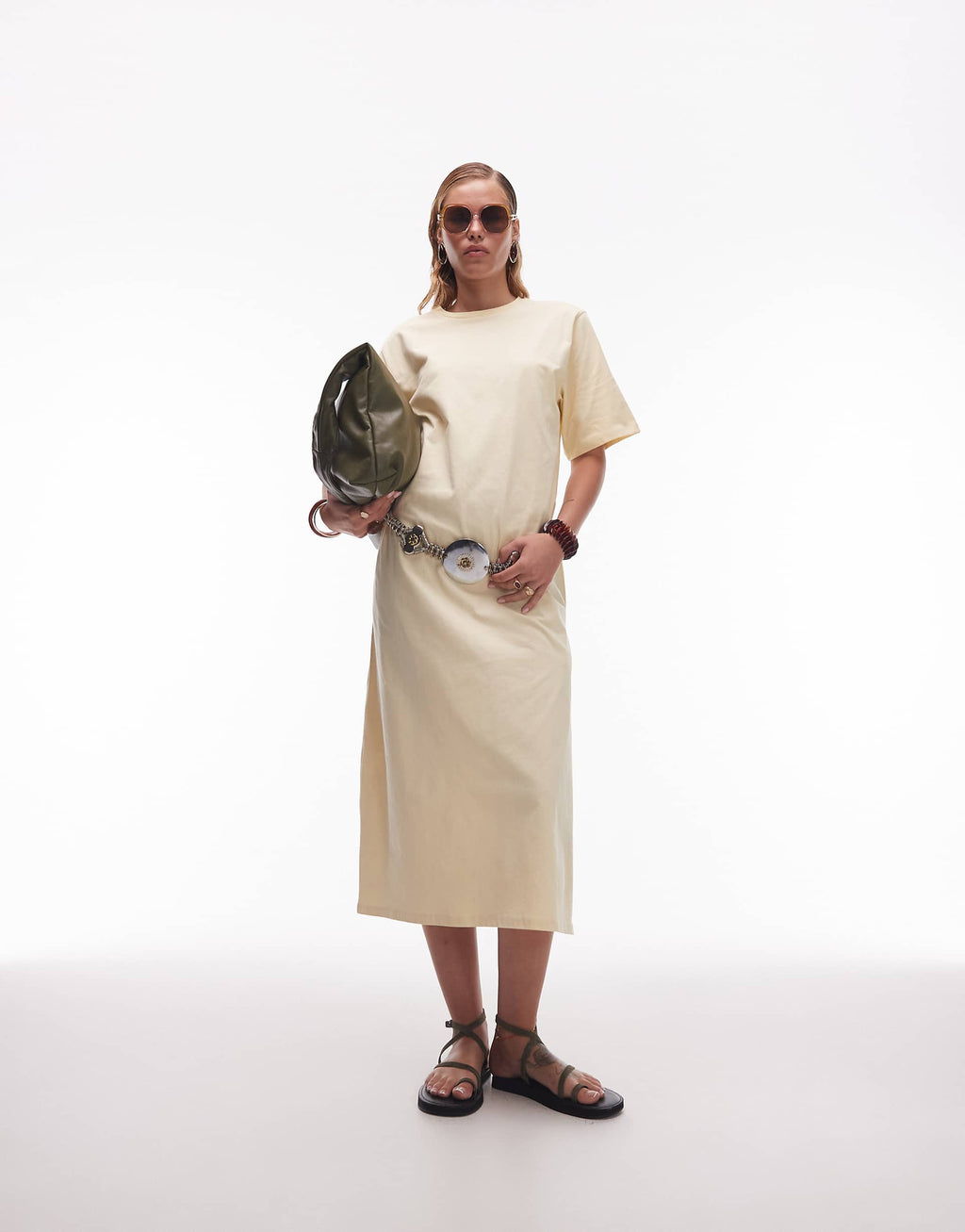 ASOS DESIGN oversized longline maxi T-shirt dress in buttermilk
