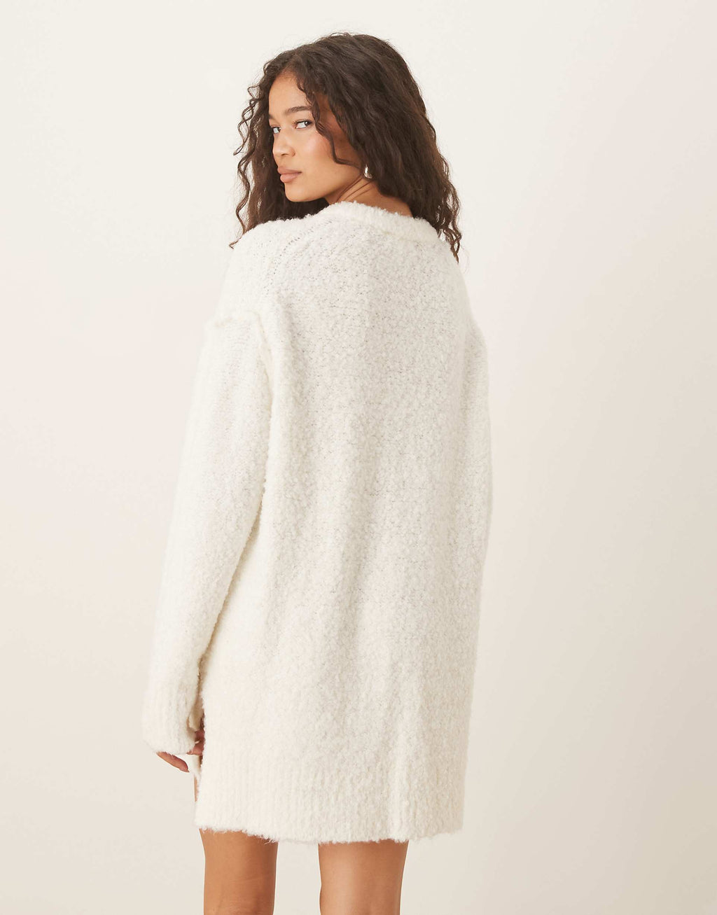 Glamorous fluffy sweater mini dress in white