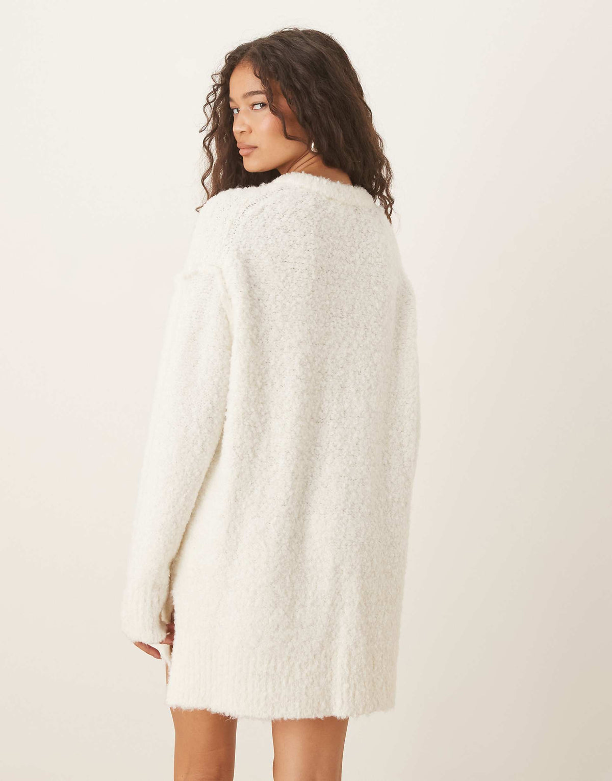Glamorous fluffy sweater mini dress in white