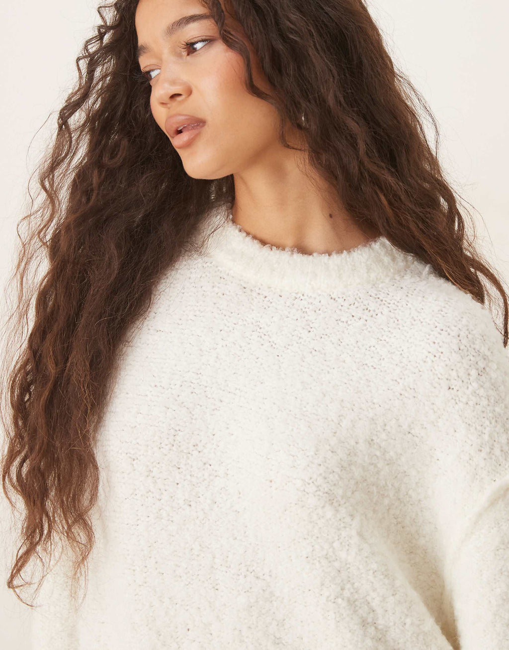 Glamorous fluffy sweater mini dress in white