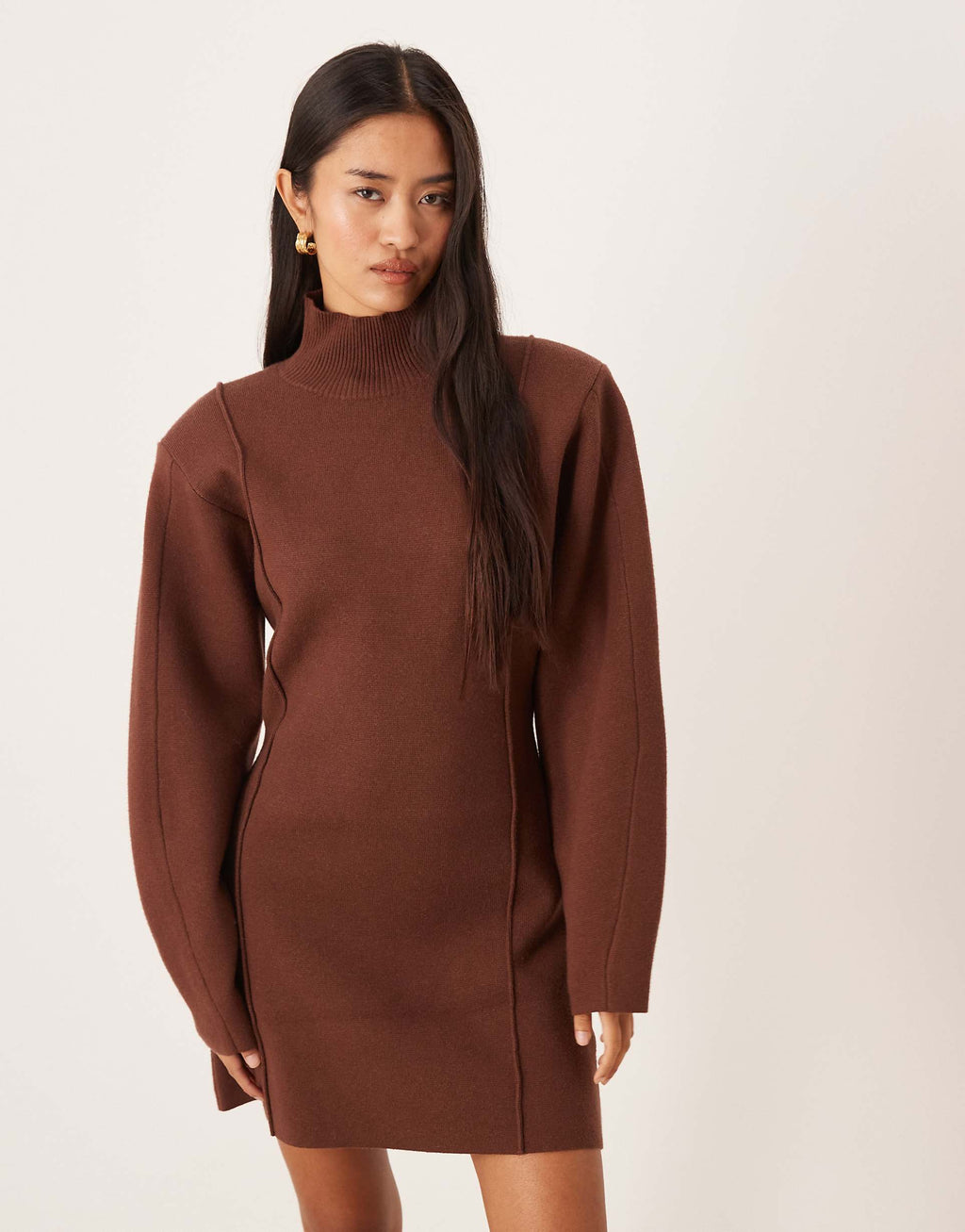 ASOS DESIGN structured waisted mini dress in mocha