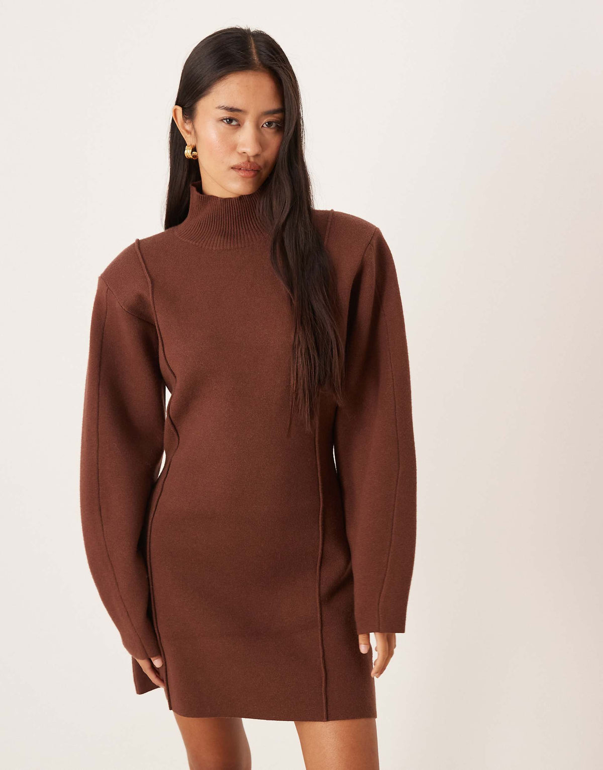 ASOS DESIGN structured waisted mini dress in mocha