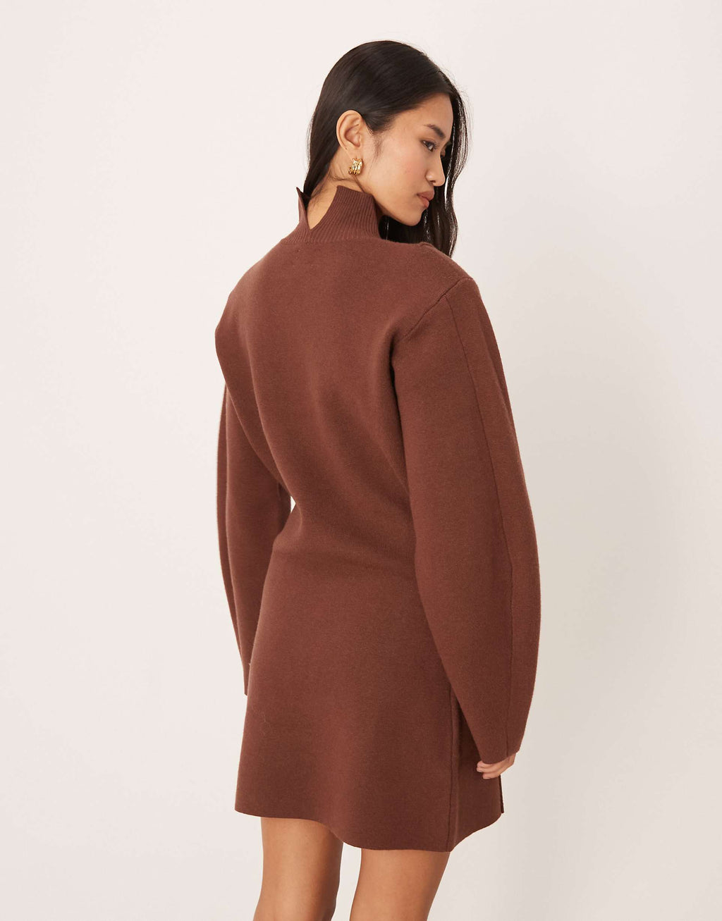 ASOS DESIGN structured waisted mini dress in mocha