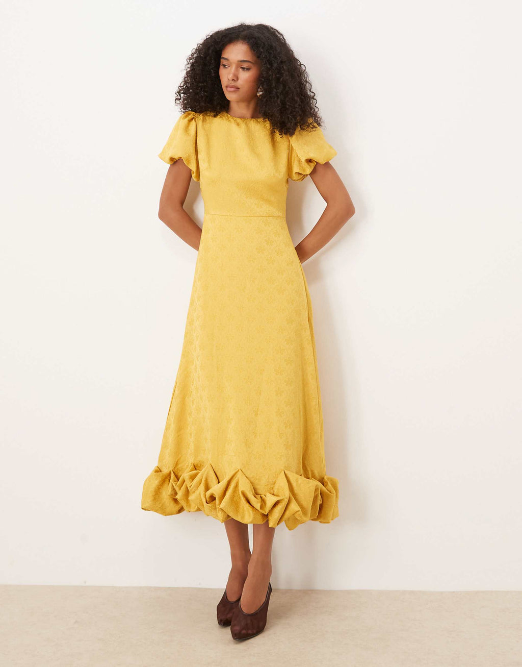Sister Jane puff sleeve bubble hem maxi dress in spicy mustard