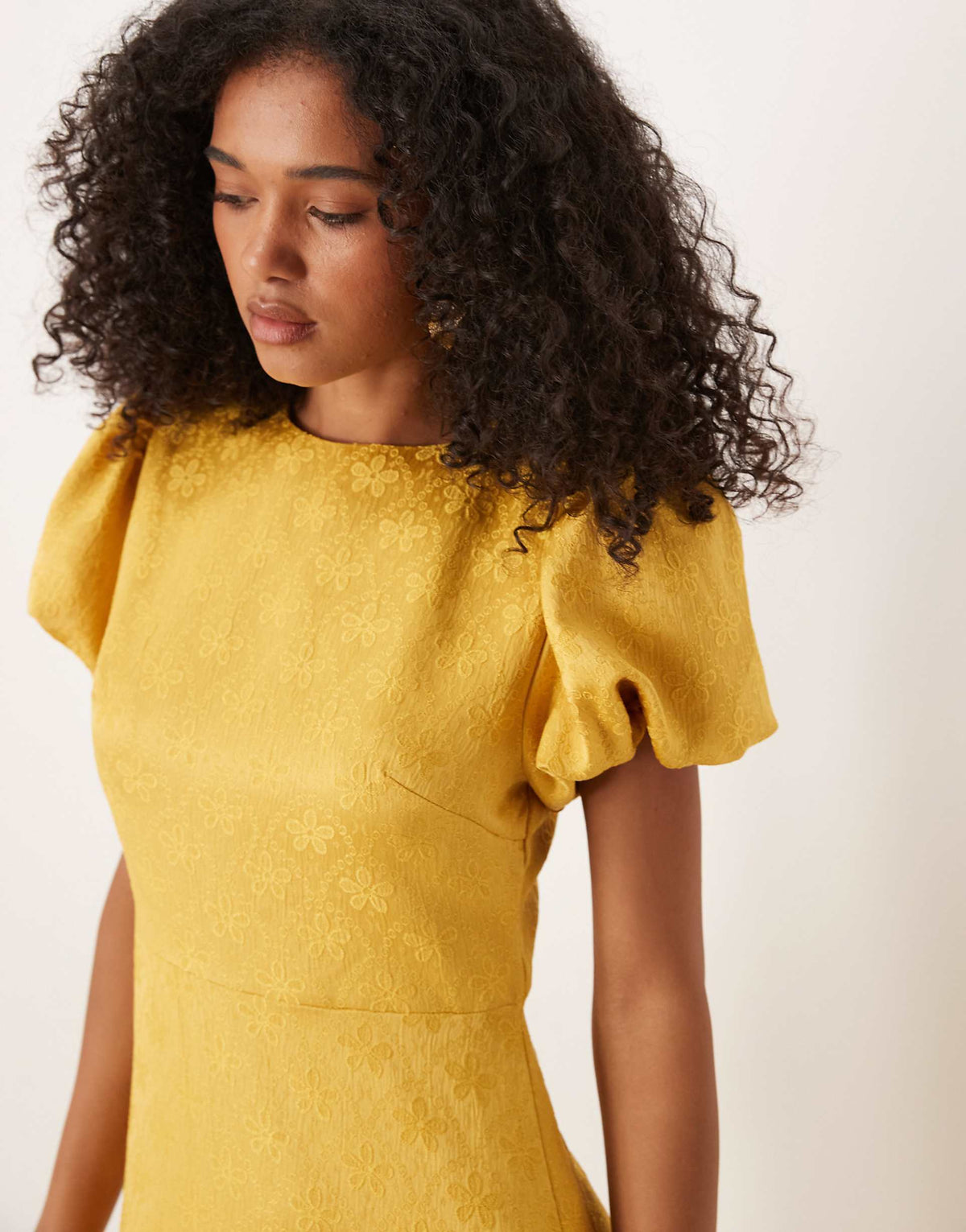 Sister Jane puff sleeve bubble hem maxi dress in spicy mustard