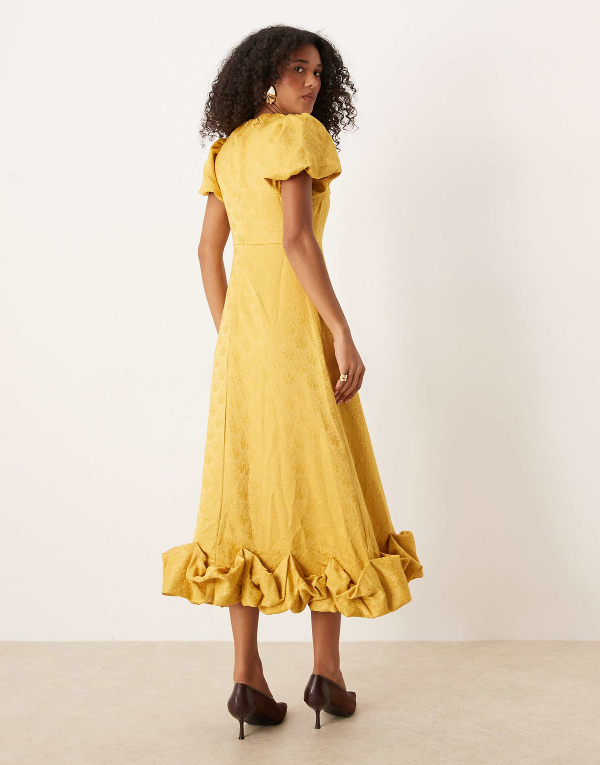 Sister Jane puff sleeve bubble hem maxi dress in spicy mustard