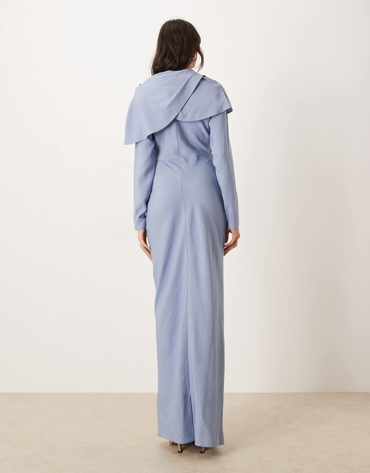 ASOS DESIGN Tall high neck draped bodice maxi dress in mid blue