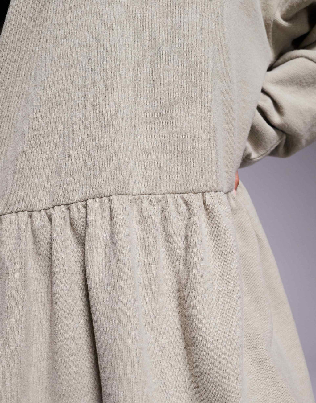 ASOS DESIGN supersoft v front dropped waist mini dress in taupe
