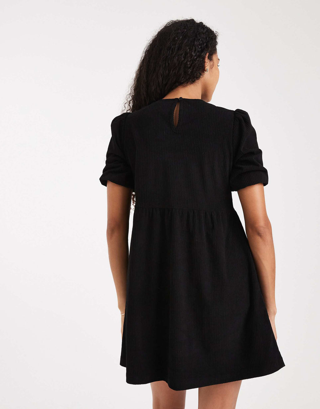 Threadbare cord short sleeve mini dress in black