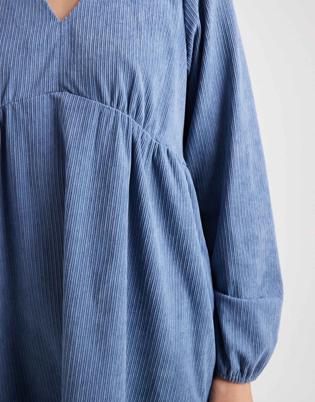 Threadbare corduroy long sleeve mini dress in blue