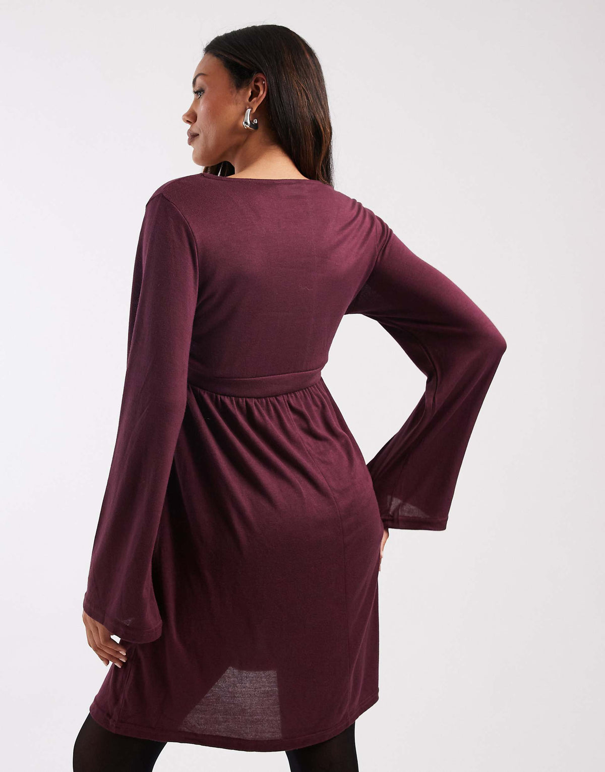 Mamalicious Maternity soft jersey nursing friendly wrap detail dress in burgundy