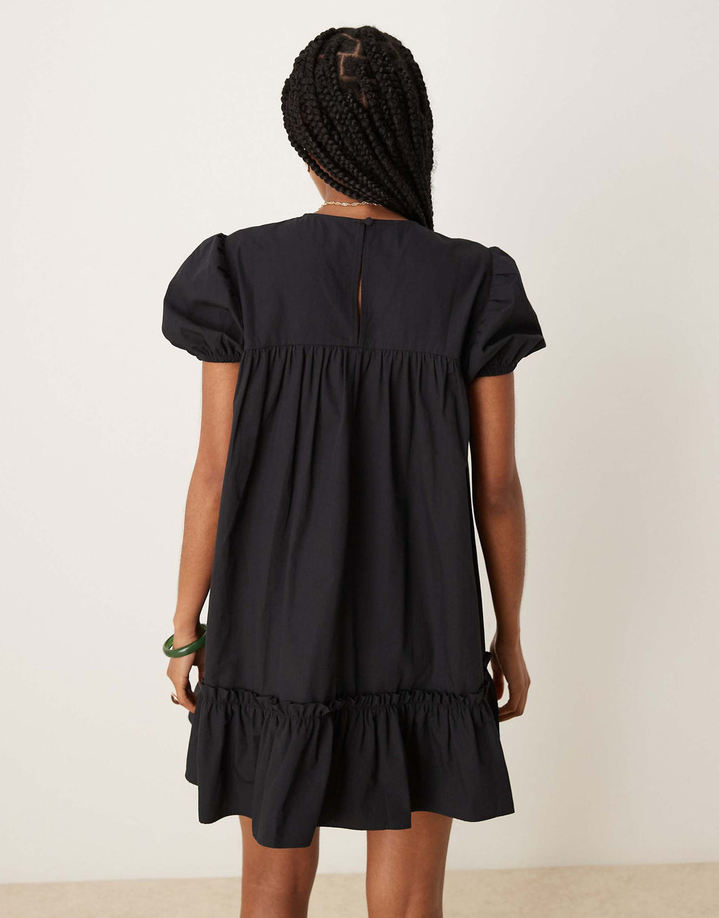 ASOS DESIGN peplum hem poplin mini dress in black