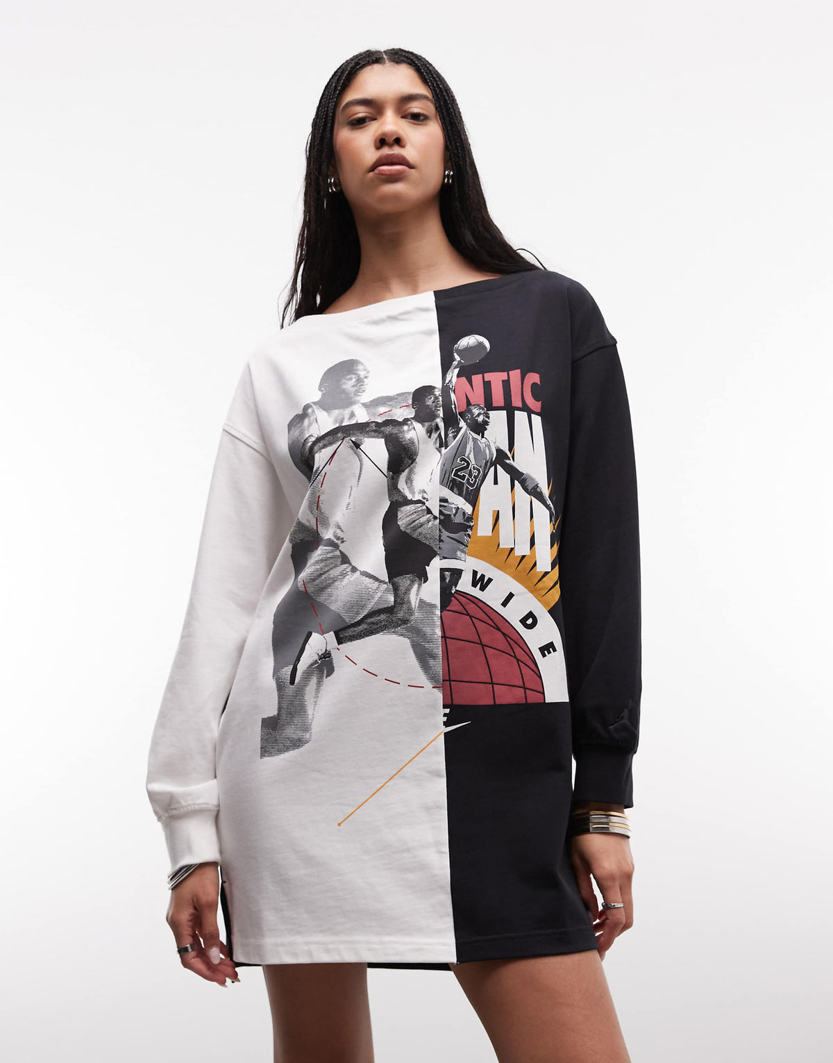 Jordan graphic print dress in black and white