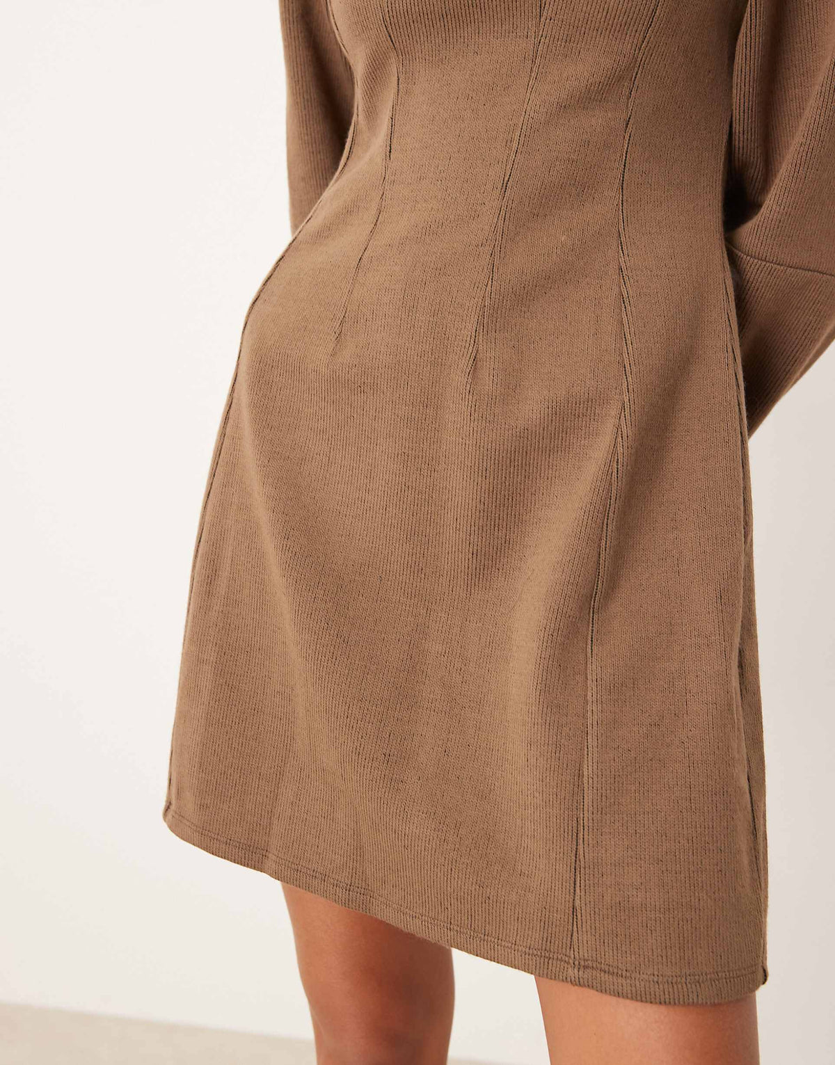 ASOS DESIGN seamed detail sculpted mini dress in mocha
